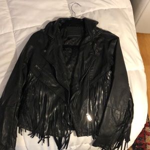 Fringe vegan leather jacket